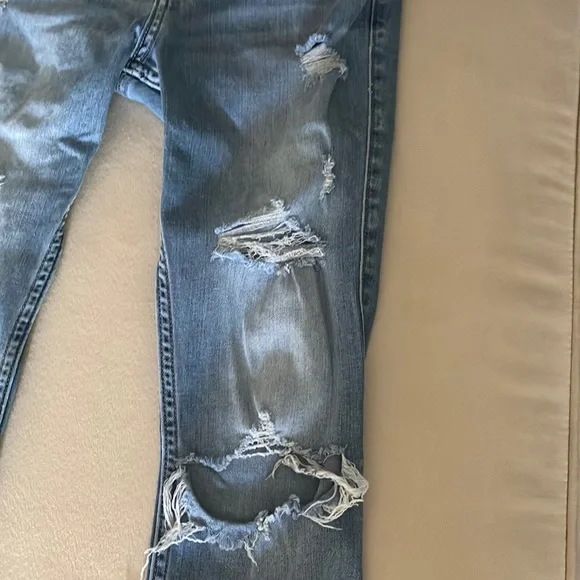Hollister denim blue jeans low rise super skinny cropped distressed (1 juniors) - Picture 2 of 8